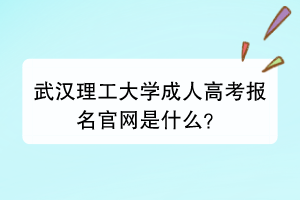 武汉理工大学成人高考报名官网是什么？